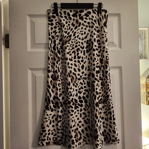 NWT LOFT White Animal Print Midi Slip Skirt Size Small Petite